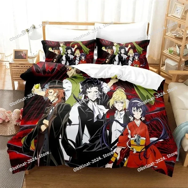 Anime 3D B-Bungo Stray Dogs Bedding Set Printed Bed Set Duvet Cover Sheet Pillowcase Bed Soft Quilt Cover Full Queen King Size