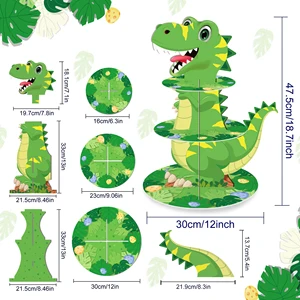 Kuchenausstellungsständer für Kinder, 3 Schichten, Cartoon -Dinosaurier, Dschungeltiere, Dessert -Ravender, Halter Cupcake, Geburtstagstorschablettdekoration 10 Hauptverkaufstruktur - №10