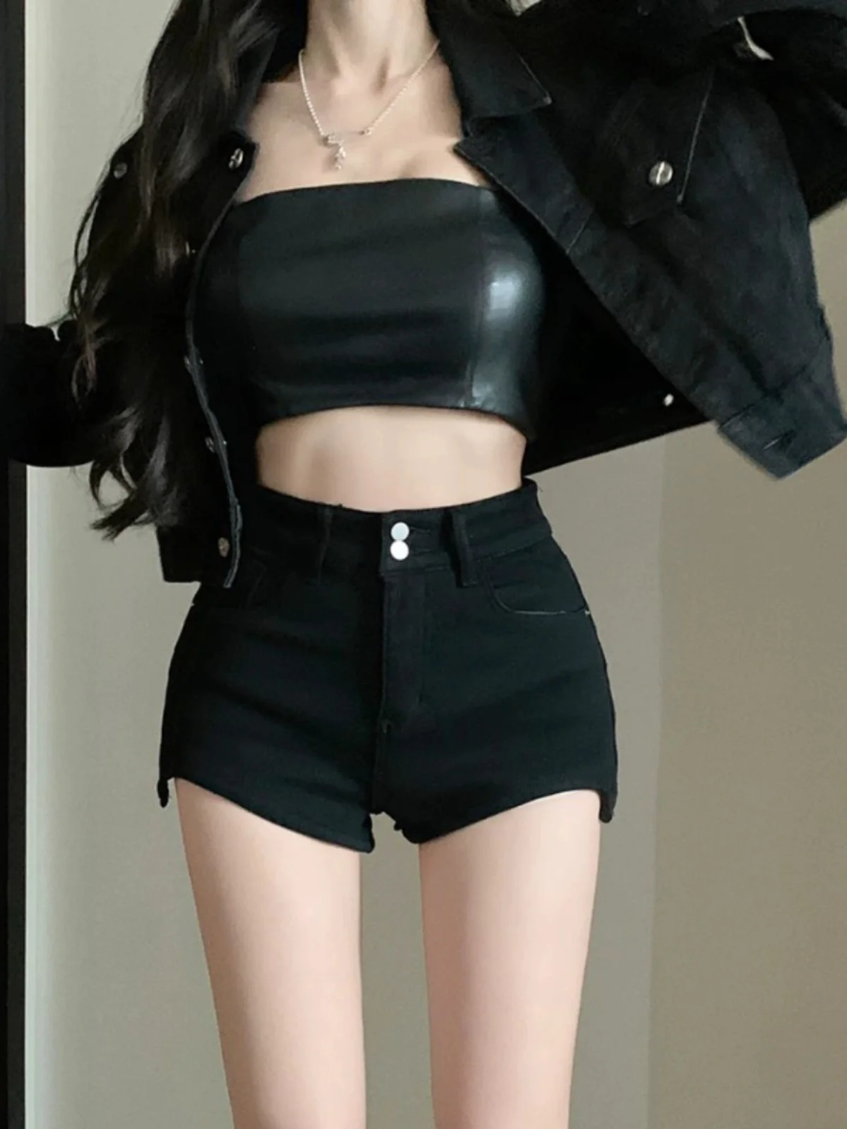 High Waist Distressed Denim Shorts Women's Spring Autumn plus Size Sexy Asymmetrical Elastic Jeans High Waist Bodycon Pants