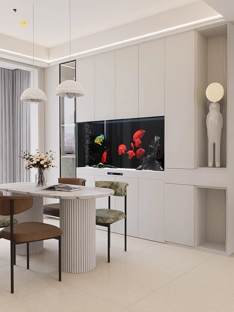 New fish tank living room large glass personalized custom dining side cabinet bottom filter intelligent ecological lazy aquarium