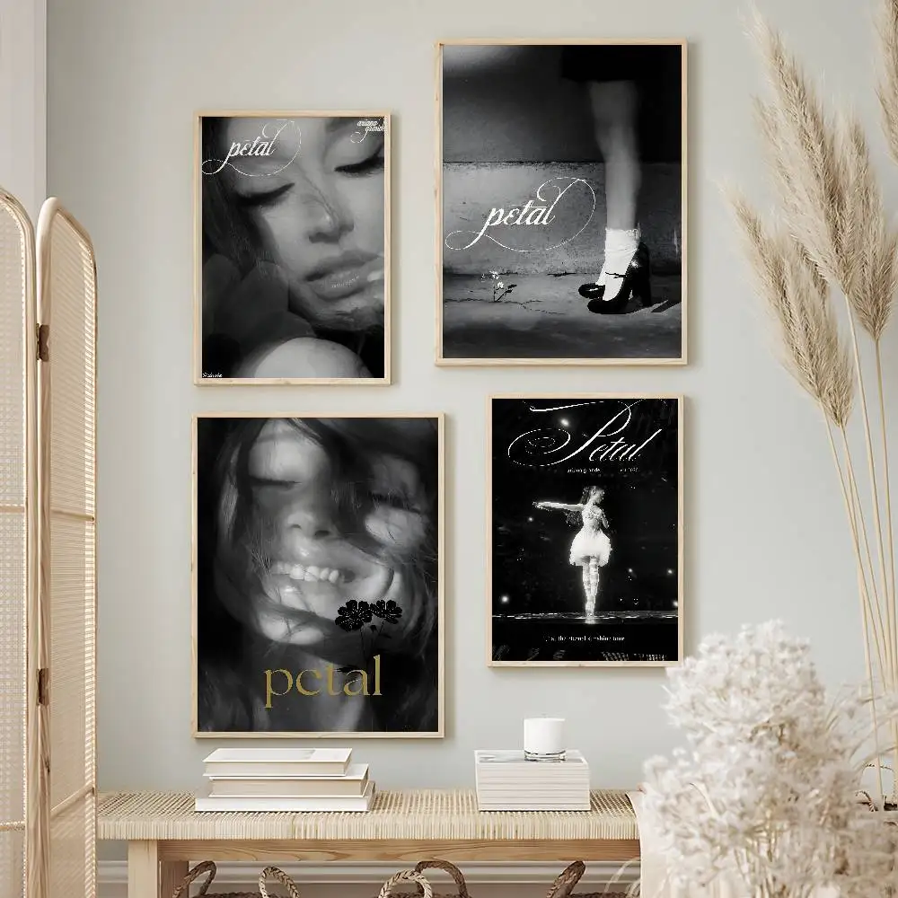 Aesthetic Singer Ariana Grande petal Posters Premium Self-Adhesive No Residue Wall Sticker for Home Office Bar Decor