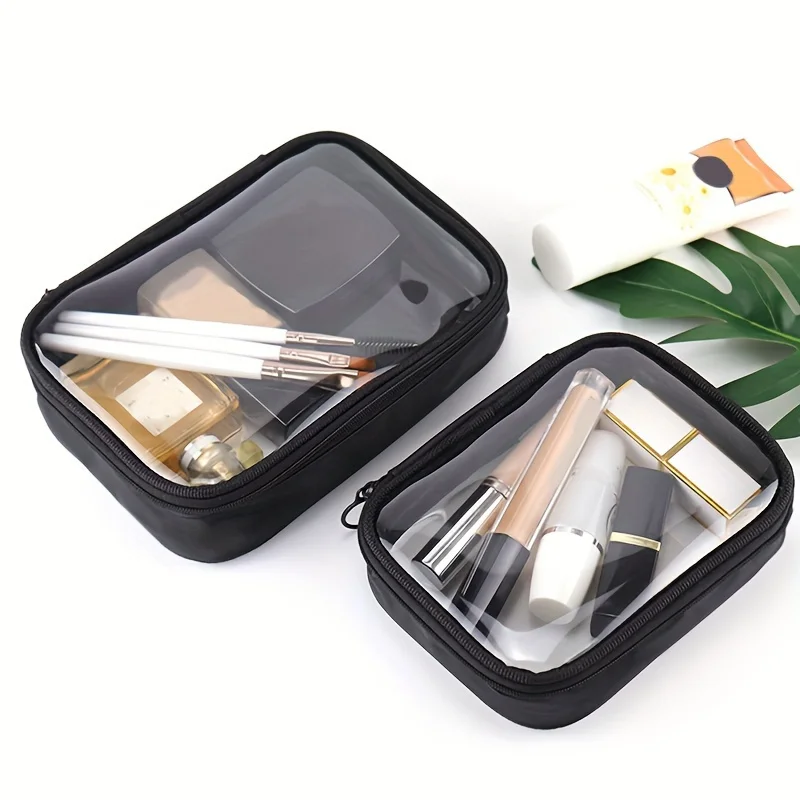 1pc Extra-Large Transparent Makeup Organizer Bag – Spacious Zippered Quick-Access Beauty Bag, Durable Waterproof Travel Washbag
