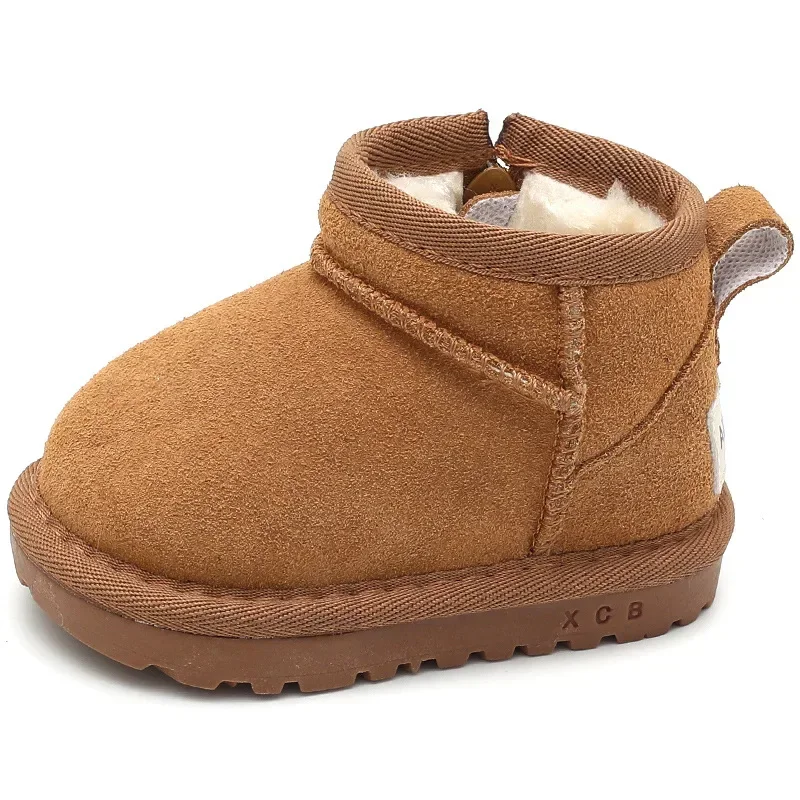 Children Winter Suede Upper snow Boots Baby kids Warm Soft Toddler ankle Boots Boys Girls Fashion plush Cotton Shoes size 16-30