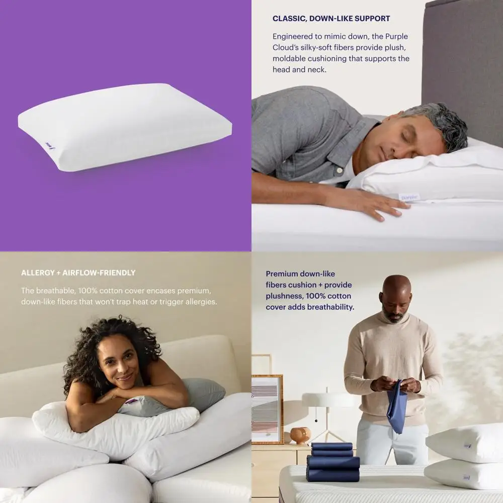 

Гипоаллергенная подушка из гелевого волокна — стандартный размер для плюшевого комфорта, формы для поддержки головы и шеи, похожая в облаке поддерживающая сон A