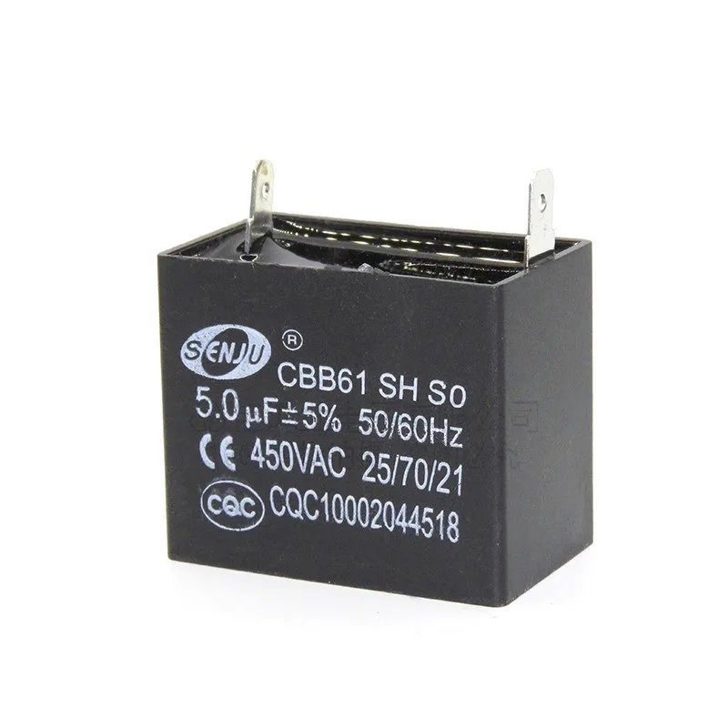 CBB61 Fan Airconditioning Startcondensator 450V1UF 1.2UF 1.5UF 2UF 2.5UF 3UF 3.5UF 4UF 4.5UF 5UF 6UF 8UF 10UF12UF Plug-in Pin