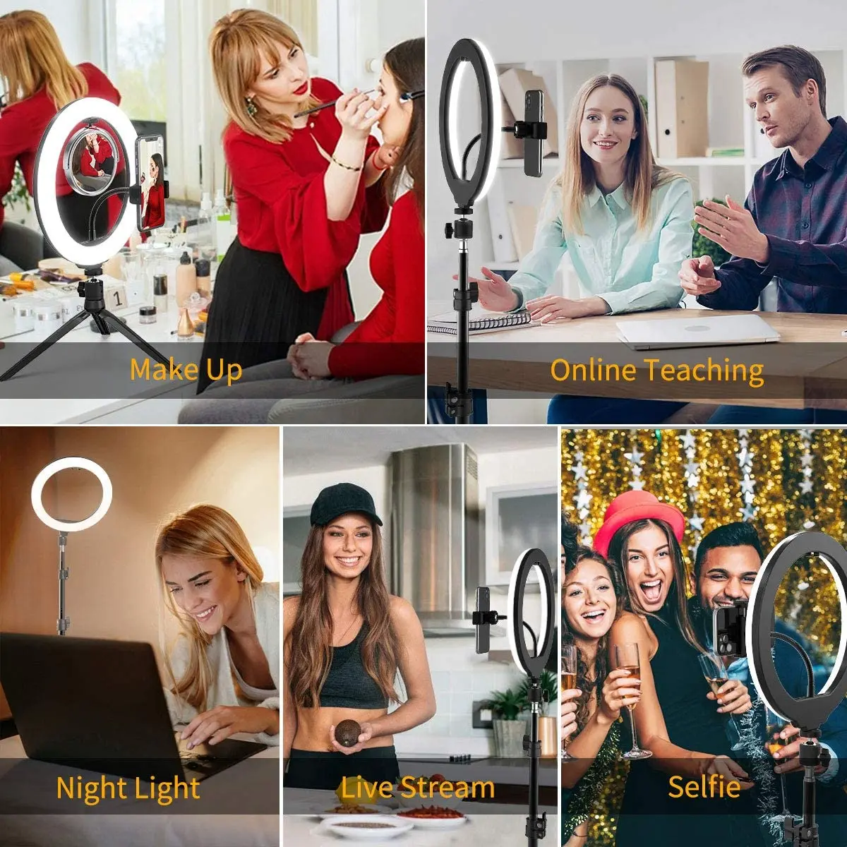 LED Photography RingLight 3 Modes Dimmable Selfie Ring Light With Tripod & Phone Stand For TikTok Video Live Makeup Fill Lamps