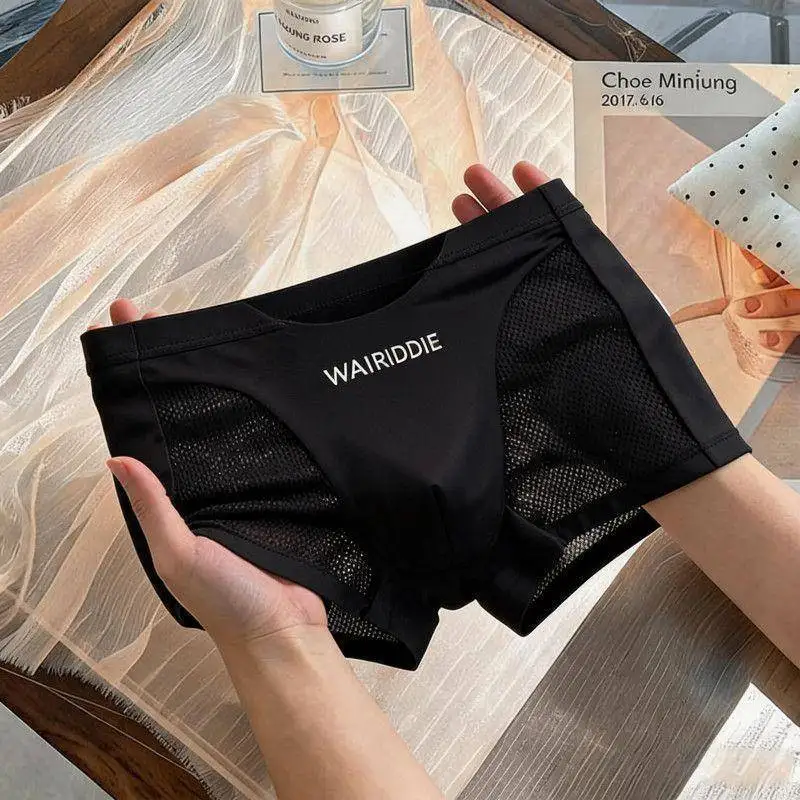Ice Silk Men's Underwear Breathable Comfortable Fashionable Seamless Boxer Shorts Summer Collection Sportswear Casual Clothing