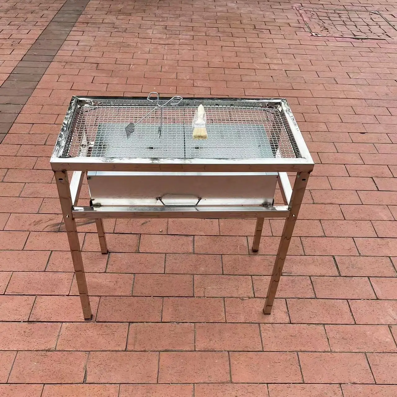 

Утолщенный прямоугольный стол-гриль из нержавеющей стали для уличной торговли, коммерческого использования, с угольным розжигом