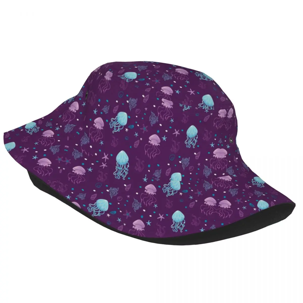 Custom Jellyfish Cartoon Bucket Hats Men Women Outdoor Sun Summer Fisherman Cap