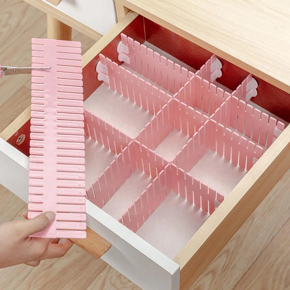 

12Pcs Adjustable Drawer Organizer Divider Plastic Sub-Grid DIY Storage System Desk Drawer Separators for Household Organization