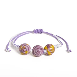 Purple Rose Ceramic Bracelet Handmade Adjustable Jewelry Vintage Style for Women 176