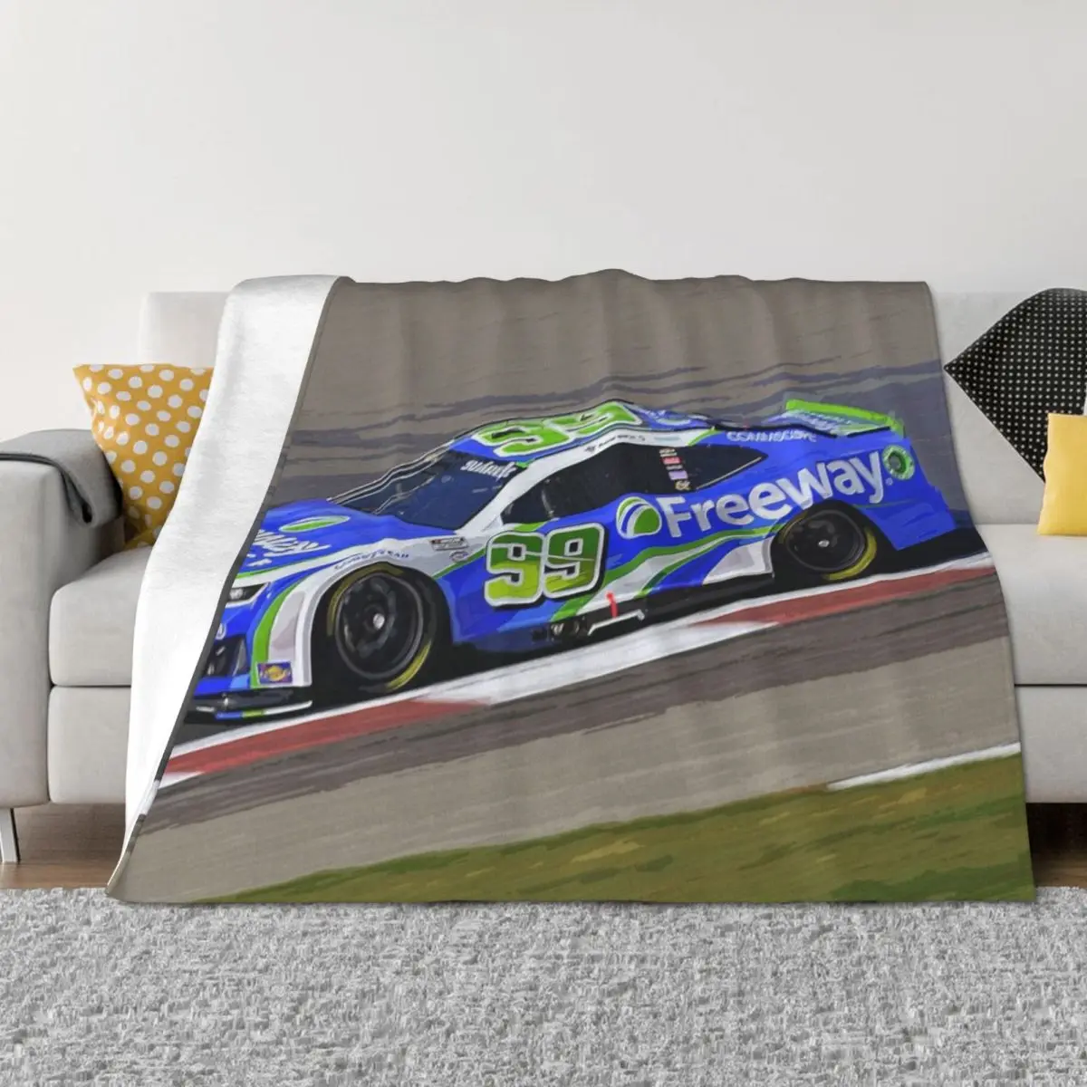 

Daniel Suarez racing his 2023 nascar racecar Throw Blanket Single Summer Decorative Throw Furry Blankets
