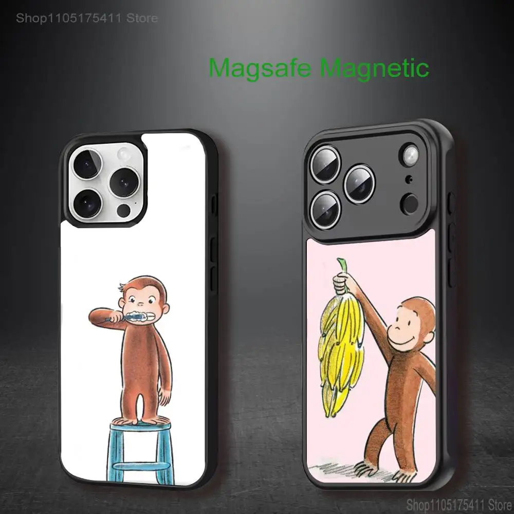 

CuriousS G-George Monkey Phone Case For iPhone 17,16,15,14,13,12,11,Pro,Max,Plus,Mini,SE4,E Magnetic Magsafe Wireless Charging