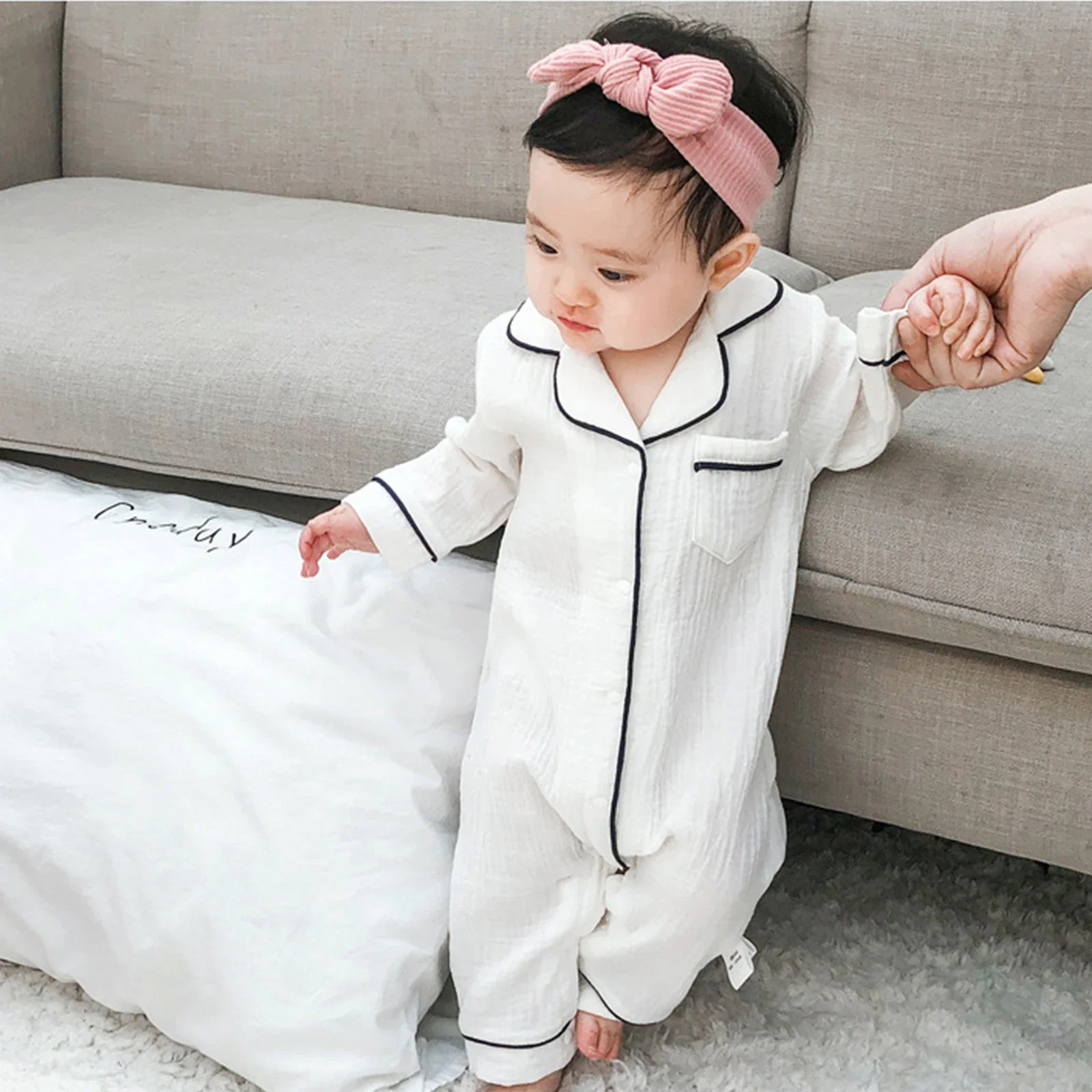 Muslin Cotton Baby Bodysuit Clothes Toddler Cartoon Pajama Rompers Newborn Jumpsuits Infant Boys Girls Long Sleeve Outfits