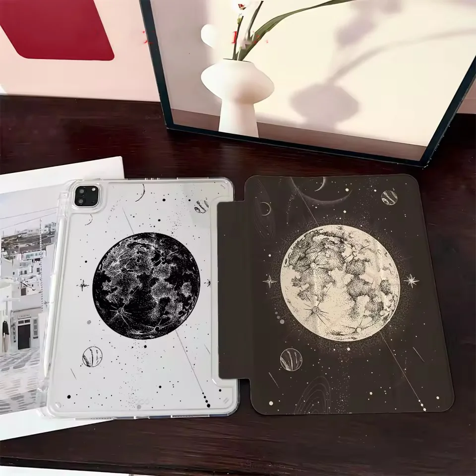 

Moon Night Starry Sky Cute Dog Cat Flowers For iPad Pro Air M5 M4 M3 M2 2 1 11th A16 12.9" 10 9 8 7 6 5 Th Mini 7 6 5 4 Cover