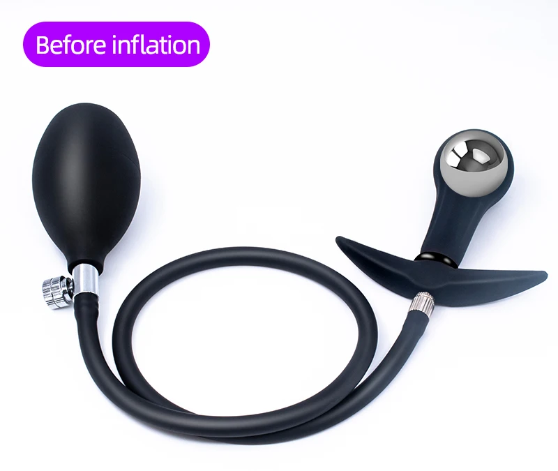 Inflatable Anal Butt Plug with Built-in Steel Ball Woman Anus Vagina Dilator Expander Men Prostate Massage BDSM Toy for Sex Game