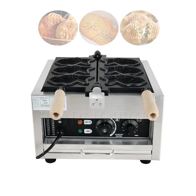 Electric Fishes Shape Big Fish Cone Waffle Maker Commercial Open Mouth Ice Cream Taiyaki Machine Muffin Iron Oven 110V/220V