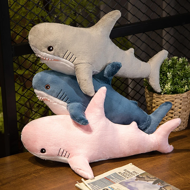 Jouet en peluche requin, oreiller de lecture, animal en peluche doux, cadeaux d'anniversaire, coussin de beurre, 30cm