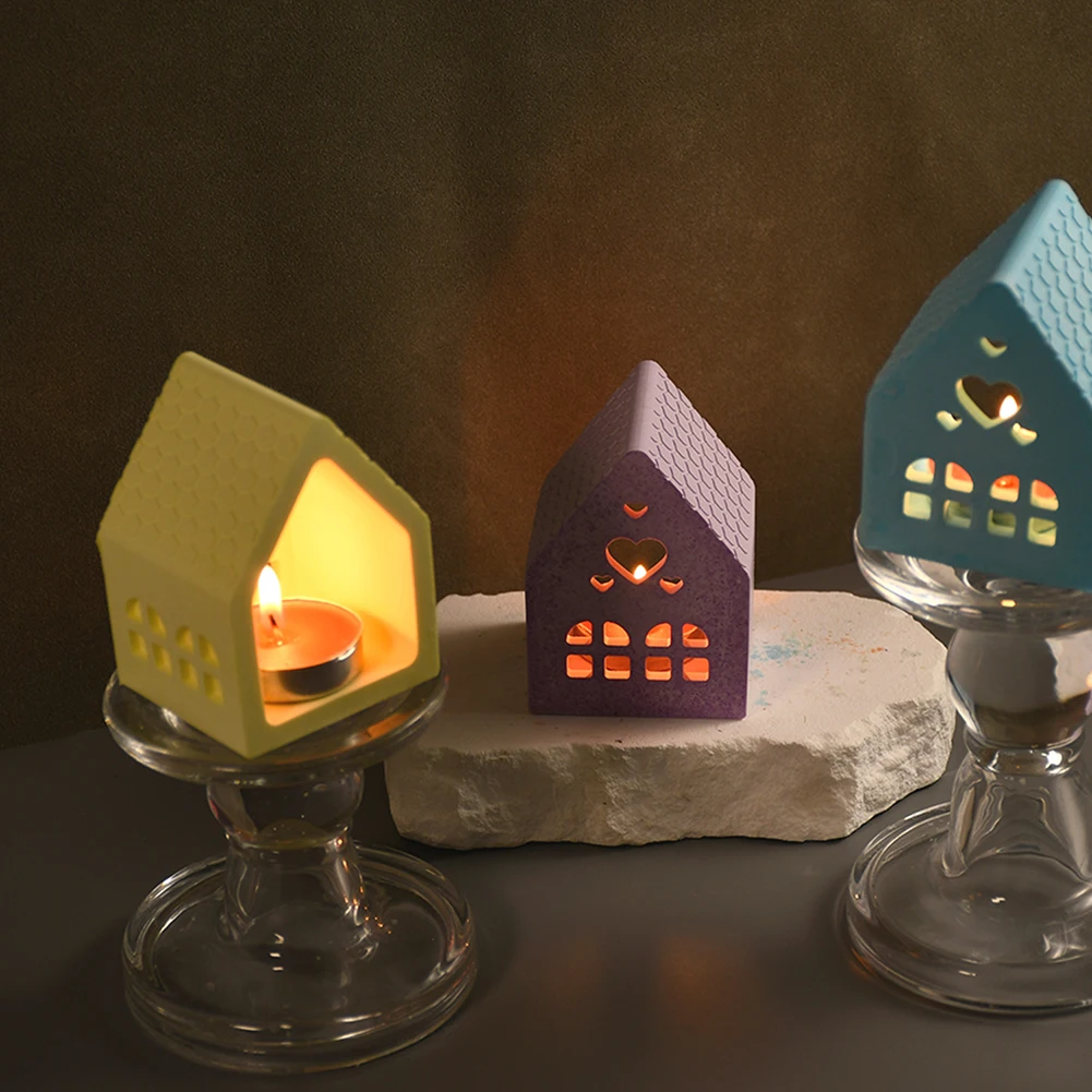 House Silicone Casting Moulds House Handicraft Mold Ornament House Shaped Candlestick Silicone Mould Table Decorations