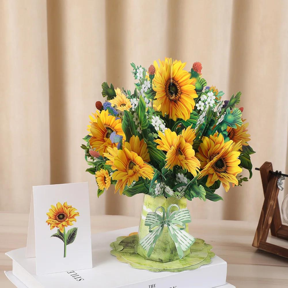 Pop-Up Flower Card Flora 3D Greeting Card for Birthday Mothers Father's Day Graduation Wedding Anniversary Get Well Sympathy 4