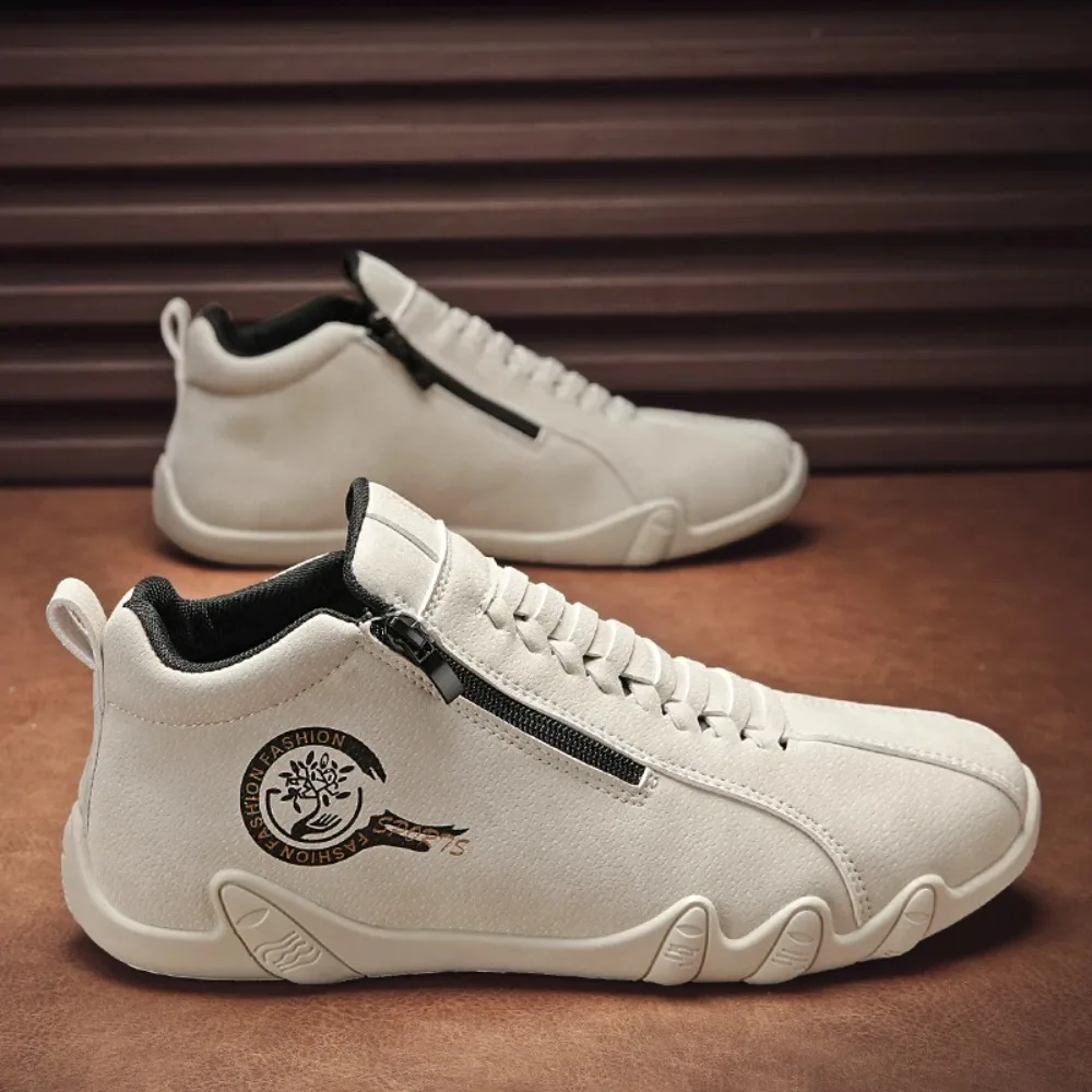 

2025 Men's Casual Shoes Side Zipper Short Boots Versatile Flat Bottom Trendy Fashionable Men's Shoes Suitable for Outdoor Sports