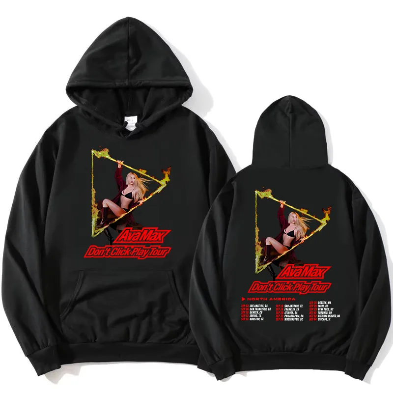 

Ava Max Don't Click Play Tour 2025 Hoodies Casual Long Sleeve Hooded Sweatshirts Autumn/Winter Warm Women Pullovers Print Hoodie