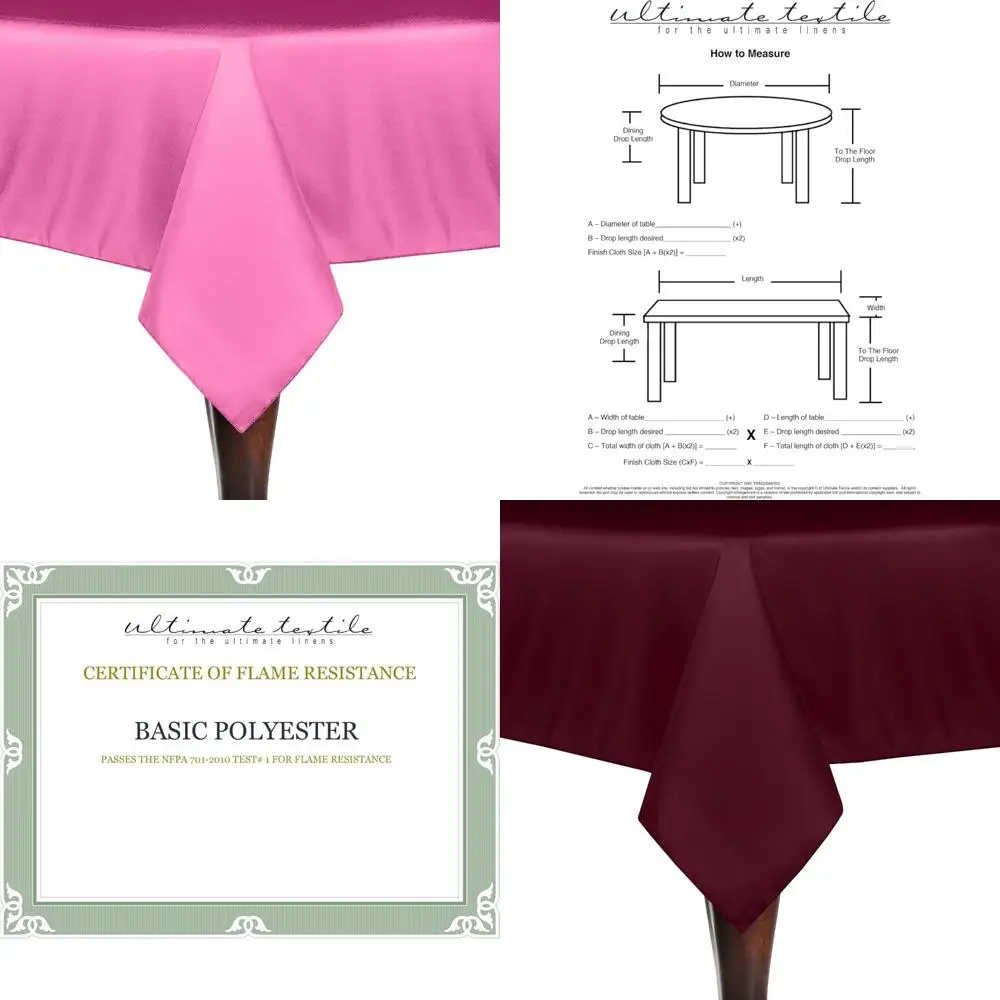 

Ultimate Textile -5 Pack- 72 x 72-Inch Square Polyester Linen Tablecloth, Neon Pink