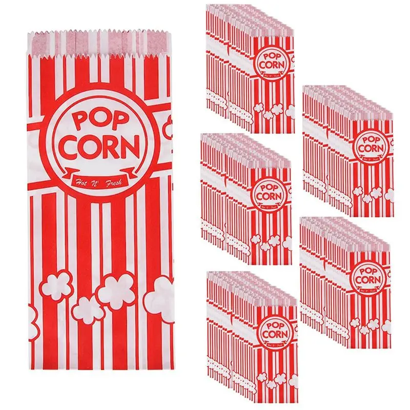 

-[Retail TX] Leak-Proof Grease Resistant Popcorn Bags Paper Bags Disposable Paper Popcorn Container For Party
