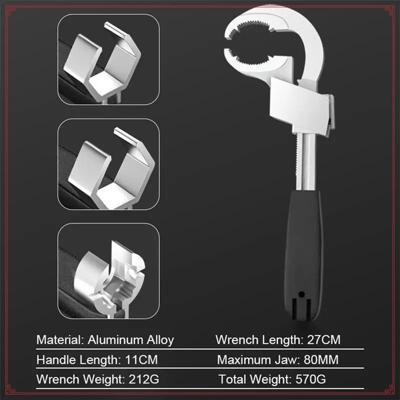 1 PCS Multifunctional Bathroom Wrench Sink Faucet Narrow Sewer Water Pipe Repair Tool