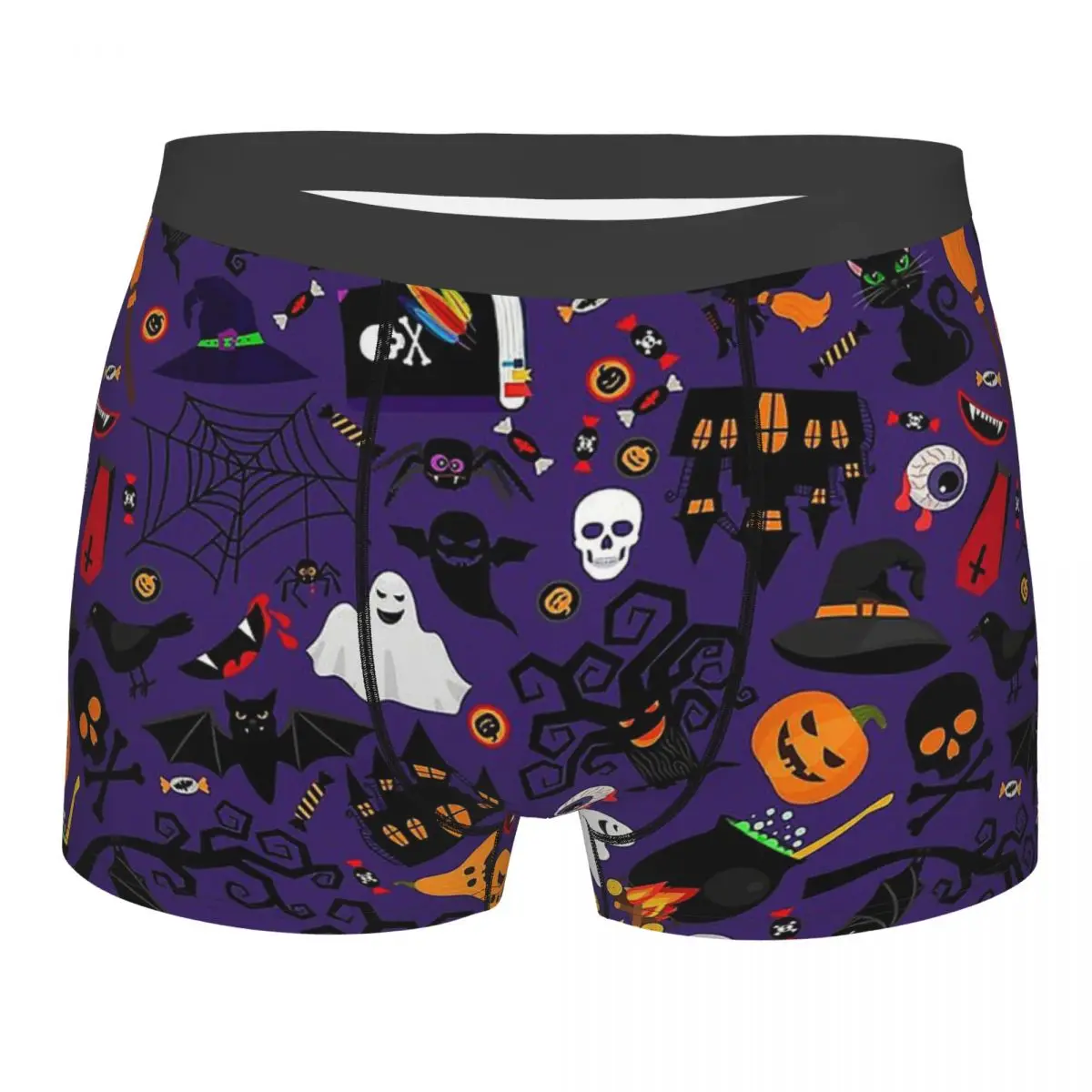 Skeleton Skull Bone Halloween Seamless Pattern Vector Underpants Cotton Panties Male Underwear Print Shorts Boxer Briefs