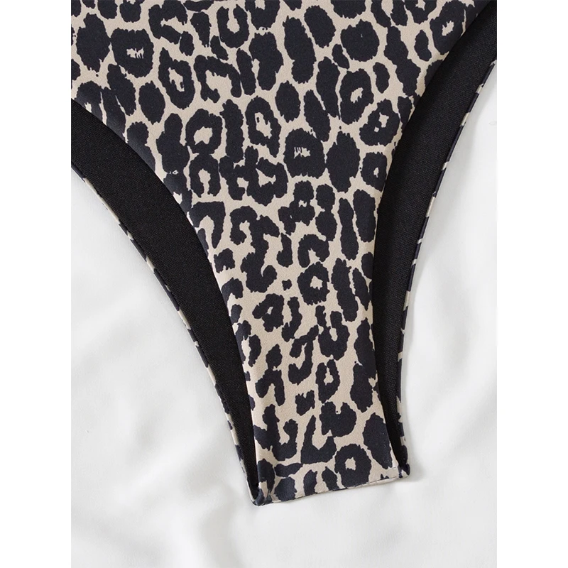 FASKO Leopardenfarben passender Triangel-Bikini, zweiteiliger Anzug, Bikini 2025, neue Serie, Strandserie, Party-Stil