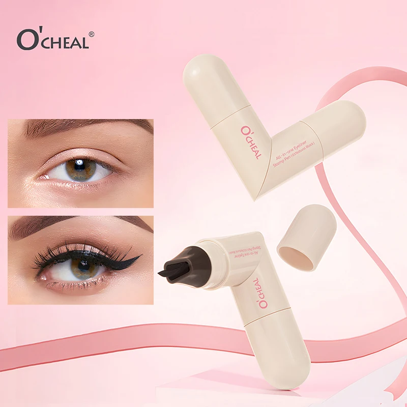 O'CHEAL All-in-One Rotierender Eyeliner-Stempelstift Schnelles Augen-Make-up Doppelseitiger Eyeliner Wasserfest Langanhaltender Stempel-Eyeliner