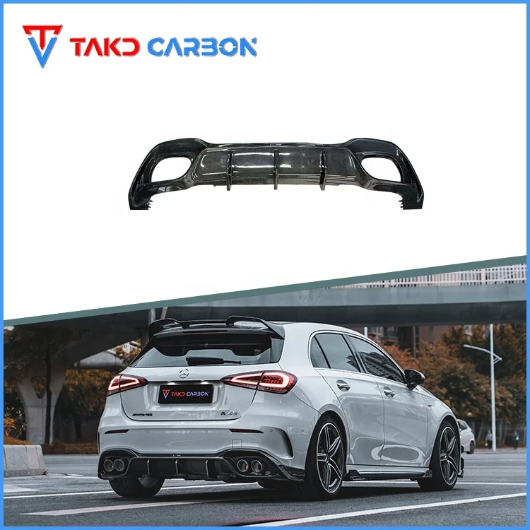 

TAKD Carbon Dry Carbon Fiber Auto Parts Car Bumper Rear Diffuser Lip Universal For Mercedes Bens AMG A45 W177 2020-2023