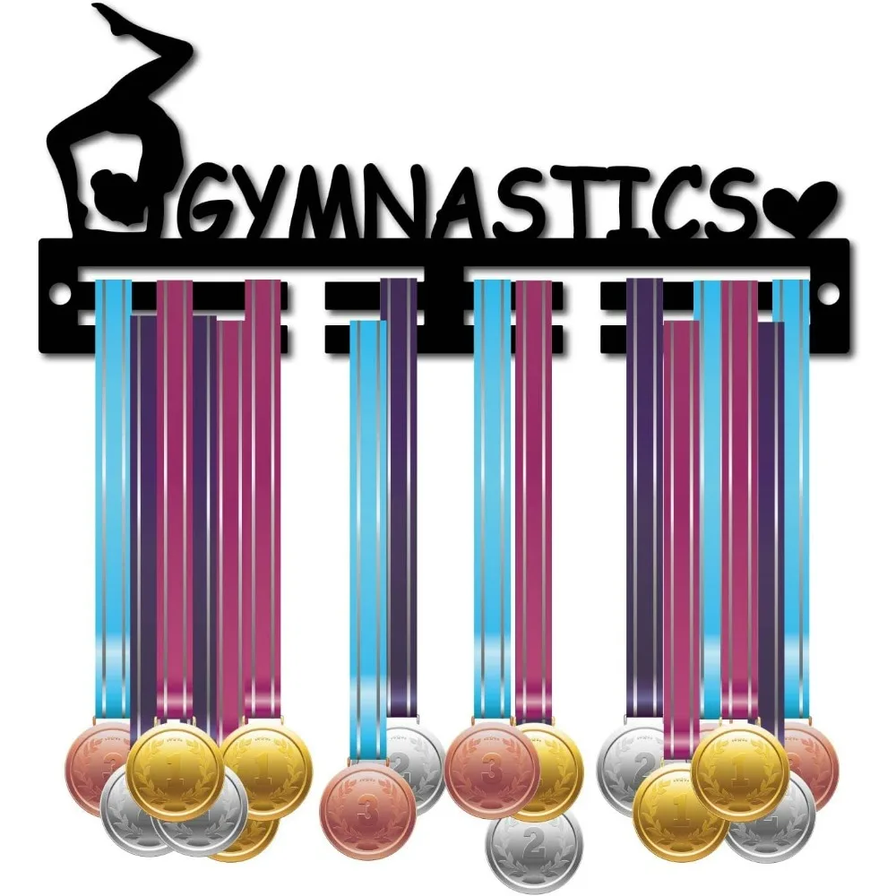 Acrylic Medal Holder Gymnastics Medal Hanger Display Stand Wall Mount Hanger Hanging for Home Badge 2 Lines Athletes Medalist