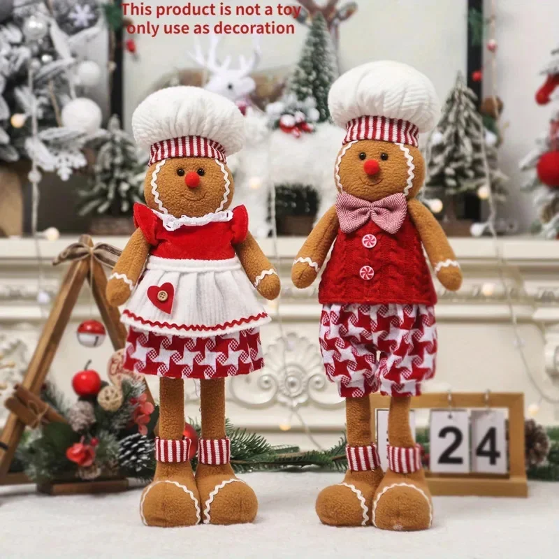 Christmas Cartoon Gingerbread Figurine 50cm Creative Stretchable Plush Doll Decoration Home Christmas Eve Surprise Gift Children