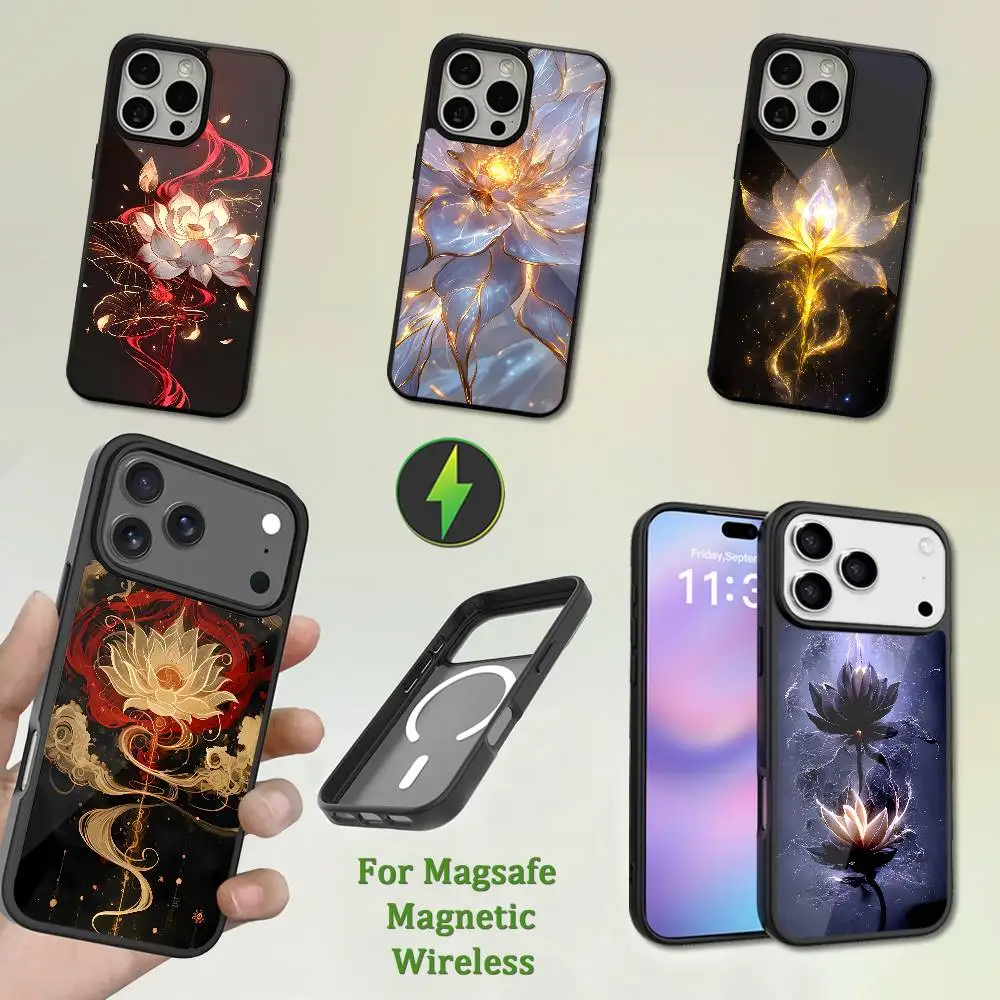 

Ancient Art Lotus Painting Phone Case For iPhone 13,12,11,16,15,17,14,Pro,Max,Plus,Mini,Magsafe,Magnetic Wireless Charging