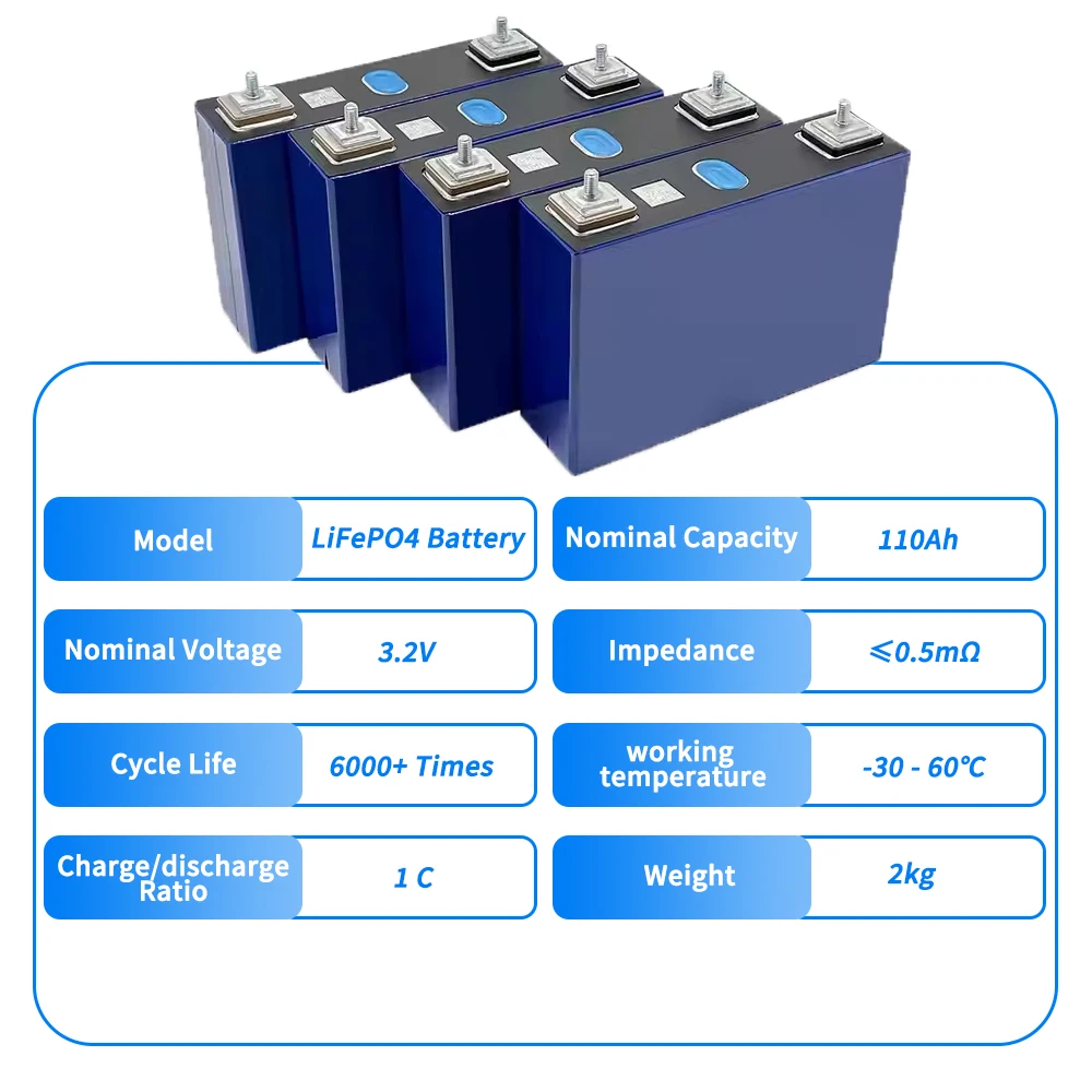 

Литий-ионная аккумуляторная батарея EVE 100 Ач LF100L Lifepo4 LFP 110 Ач 3,2 В призматические элементы 12 В 24 В 36 В 48 В 72 В 100 Ач в упаковке