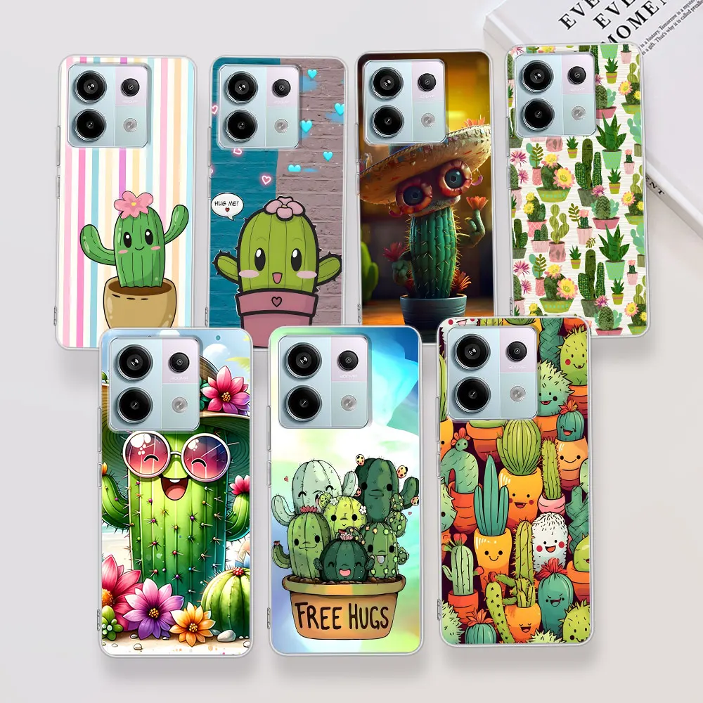 Plant Cactus Case for Xiaomi Redmi 9 7 10 Prime 7A 10A 9A 9i 9T 10C 6 6A 8A 9C 8 10X 12 12C K20 K40 TPU Transparent Phone Cover