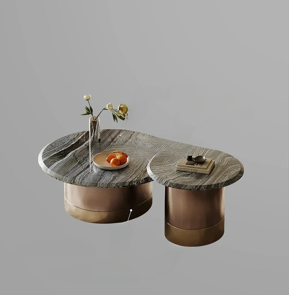 

Italian minimalist marble coffee table combination light luxury high-end stainless steel living room home