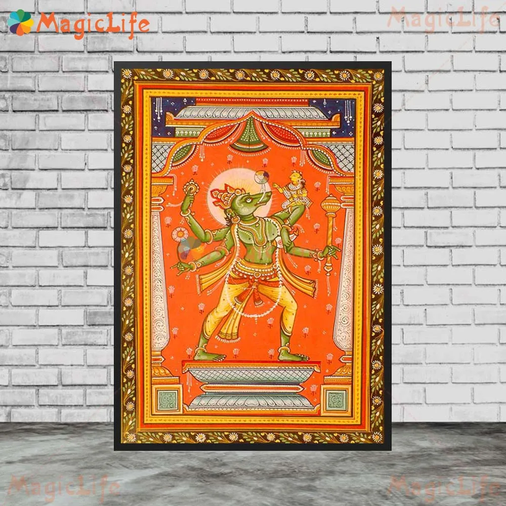 Lord Vishnu Incarnations Varaha Vishnu's Boar Avatar Wall Pictures For Living Room Poster Wall Art Canvas Painting Unframed