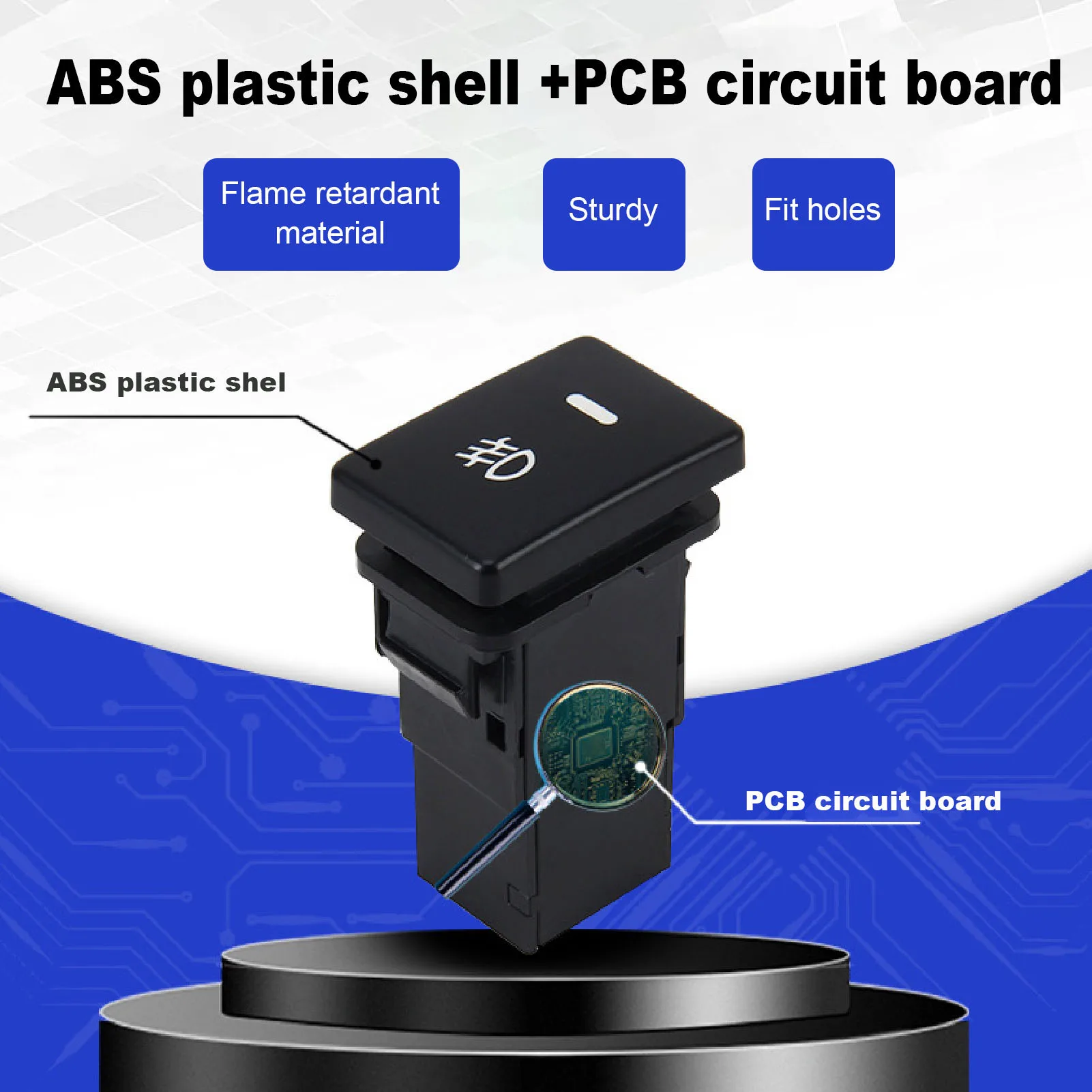 4 Pole 12V Push Button Switch Easy Setup Fog Lamp Push Button Switch Safe Connection Shockproof Heat Resistant for DRL