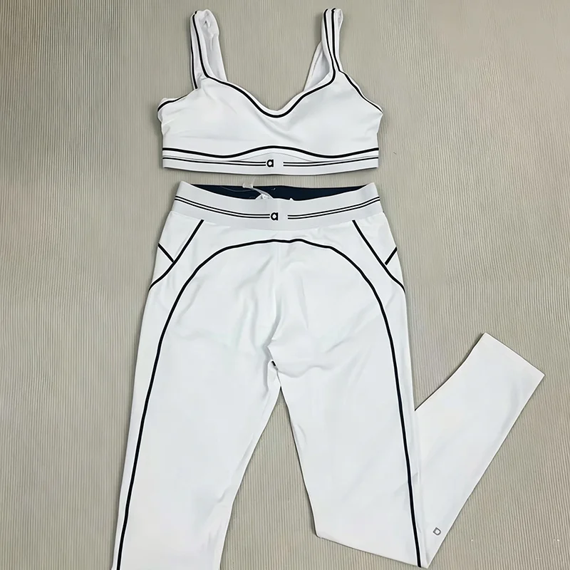 Women Two Piece Set Fitness Running Vest and Long Pants Pilates Training Exercise Breathable High Quality Fabric