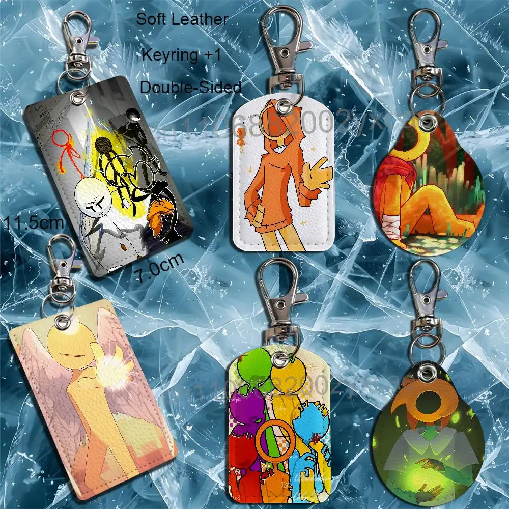 

Network Alan Becker Yellow AvA Leather Keychain Badge Holder with Lanyard - ID/Access Card Holder Key Ring Accessory Gift Option