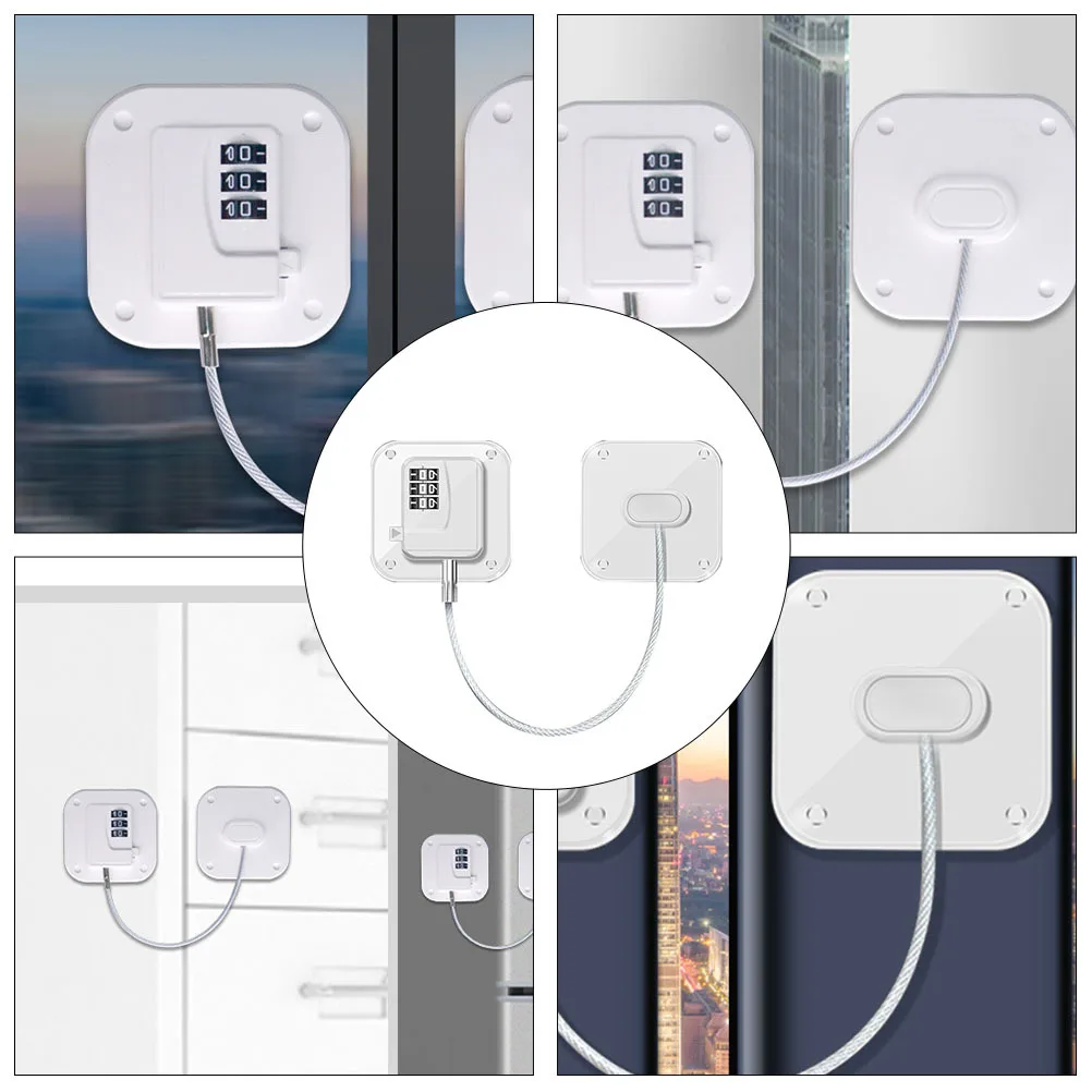 قفل مشفر من البلاستيك المربع باللون الأبيض لسلامة المنزل ومقاوم للأطفال وخزانة الثلاجة وأدراج قفل مجمع للأمان #5