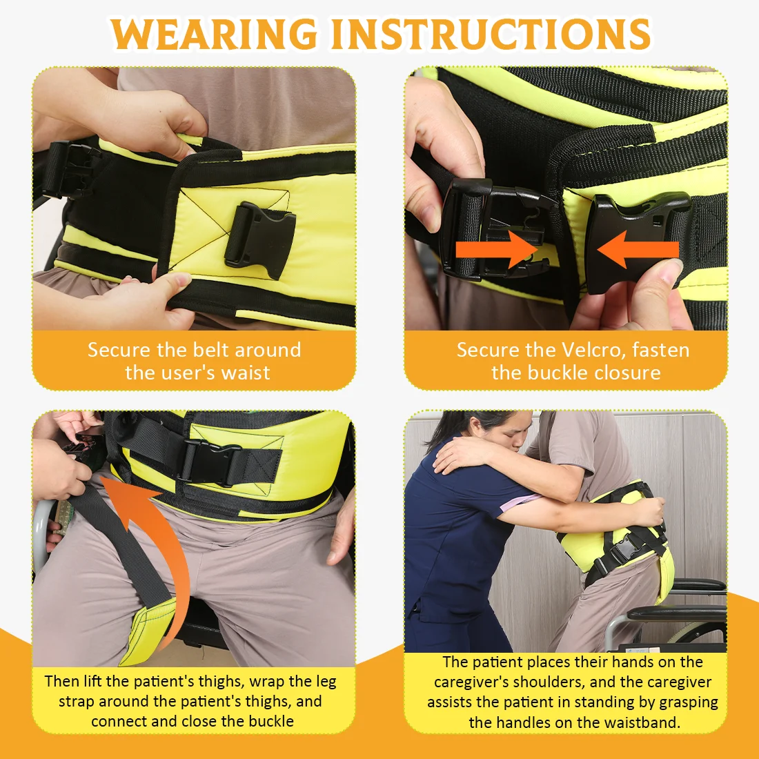

Ehucon Gait Belt Safety Transfer Belt with Padded Handles and Leg Straps for Elderly Walking Assist with Adjustable Buckle