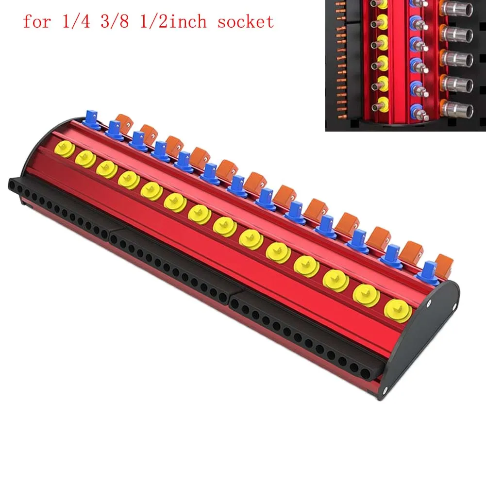 1pc Magnetic Socket Organizer 1/4 3/8 1/2 Inch Screwdriver Bit Holder Rail Rack For Power Tool Parts Accessories