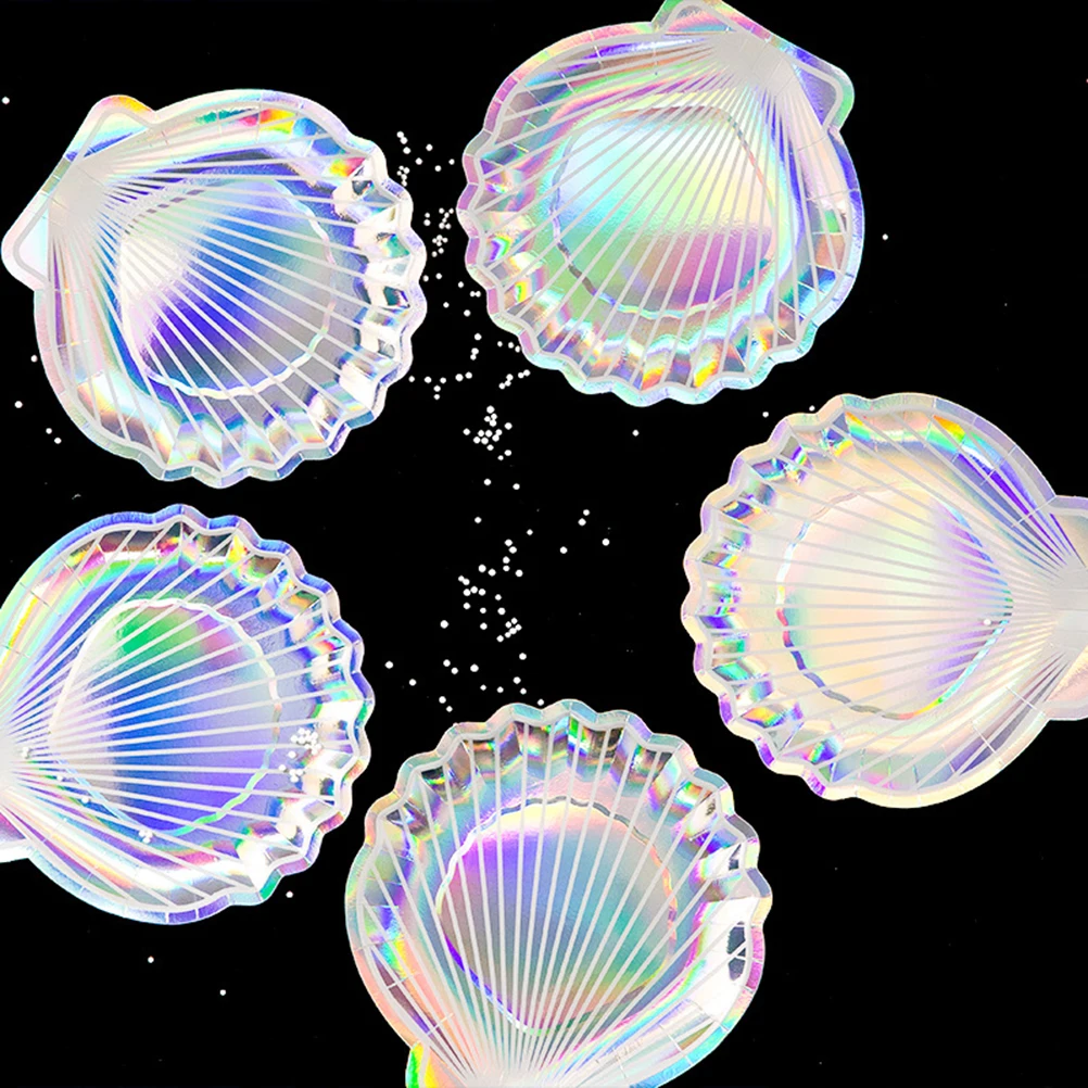 

16 Pcs Party Shell-shaped Tableware Paper Plates Supplies Creative Child Colorful