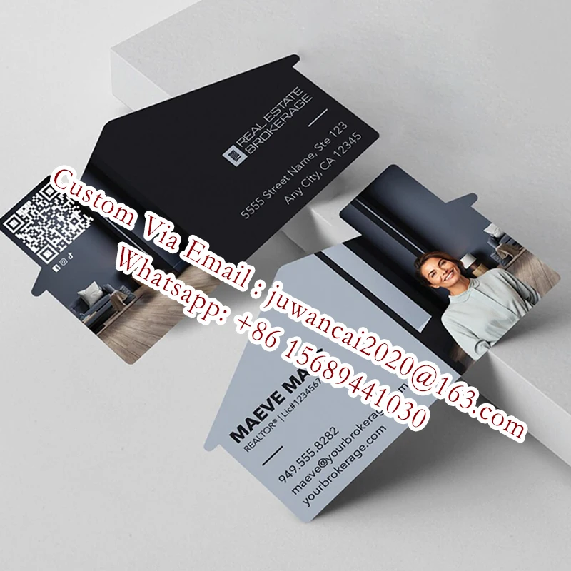House Business Cards Custom Die cut Shape Business Cards with QR Code Printing Unique Real Estate Business Card Realtor Cards