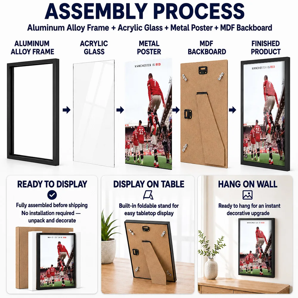 Cristiano Ronaldo Jump Celebration Framed Metal Poster Personalized Victory Tribute Wall Art For Football Fans Decorating Gym