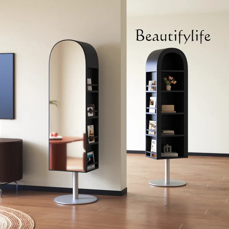 u X Italian Luxury Bookcase Mirror Rotating Fitting Dressing Rack Floor Mirror Full-length Multifunctional Espejo Home Decoratio
